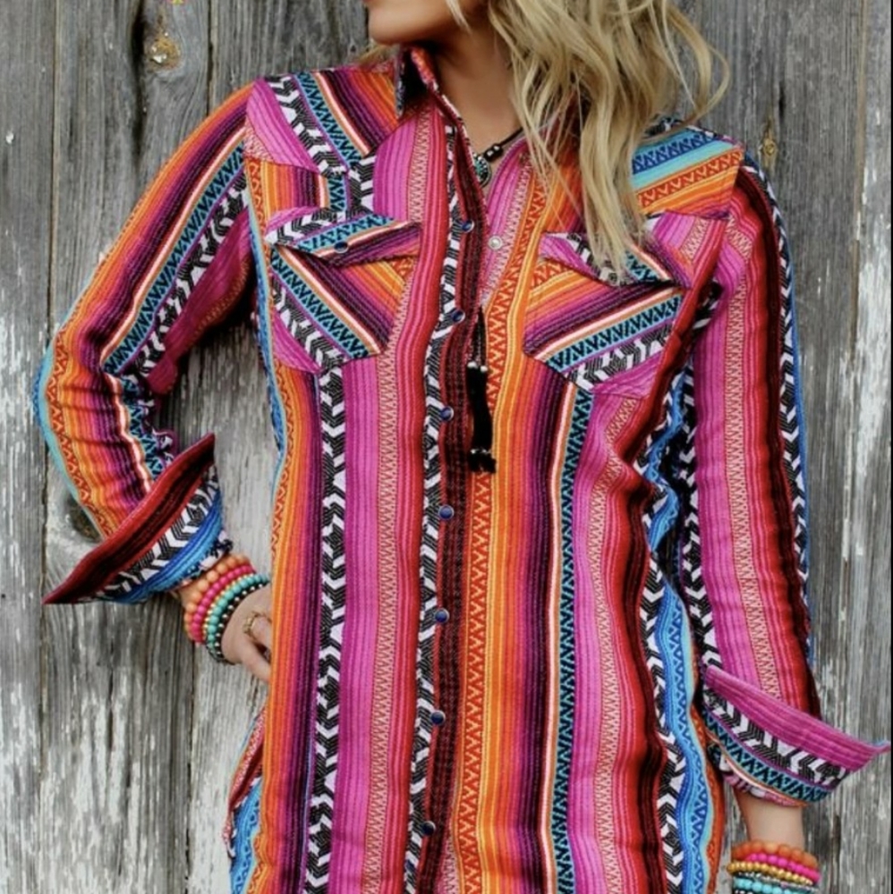 NWOT Crazy Train Serape Button Down